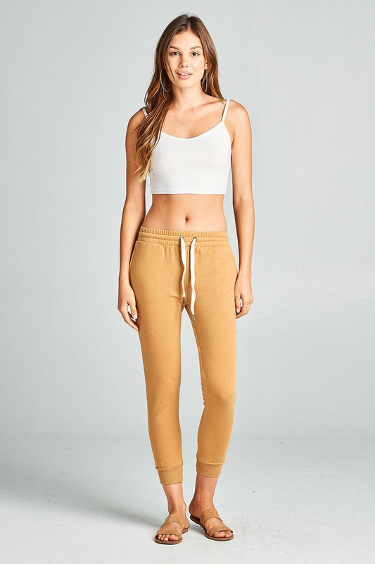 Ladies fashion french terry capri jogger pants