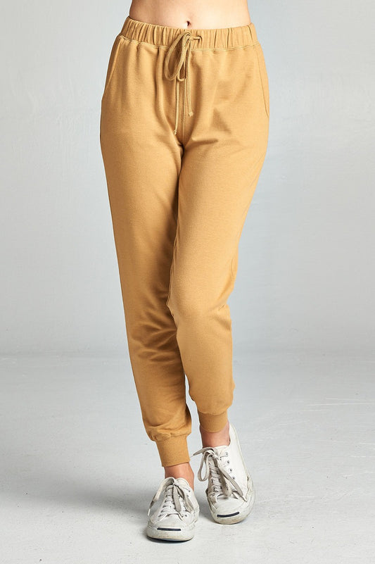 Ladies fashion two tone french terry jogger pants