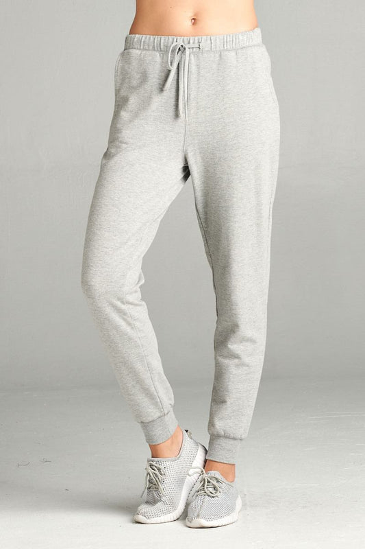Ladies fashion two tone french terry jogger pants