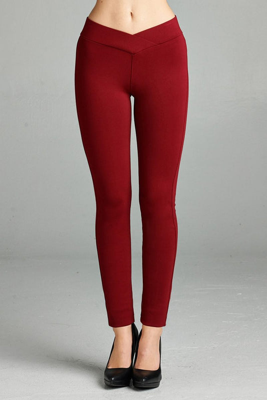 Ladies fashion plus nr span ponte seagull shaped waistband long pants