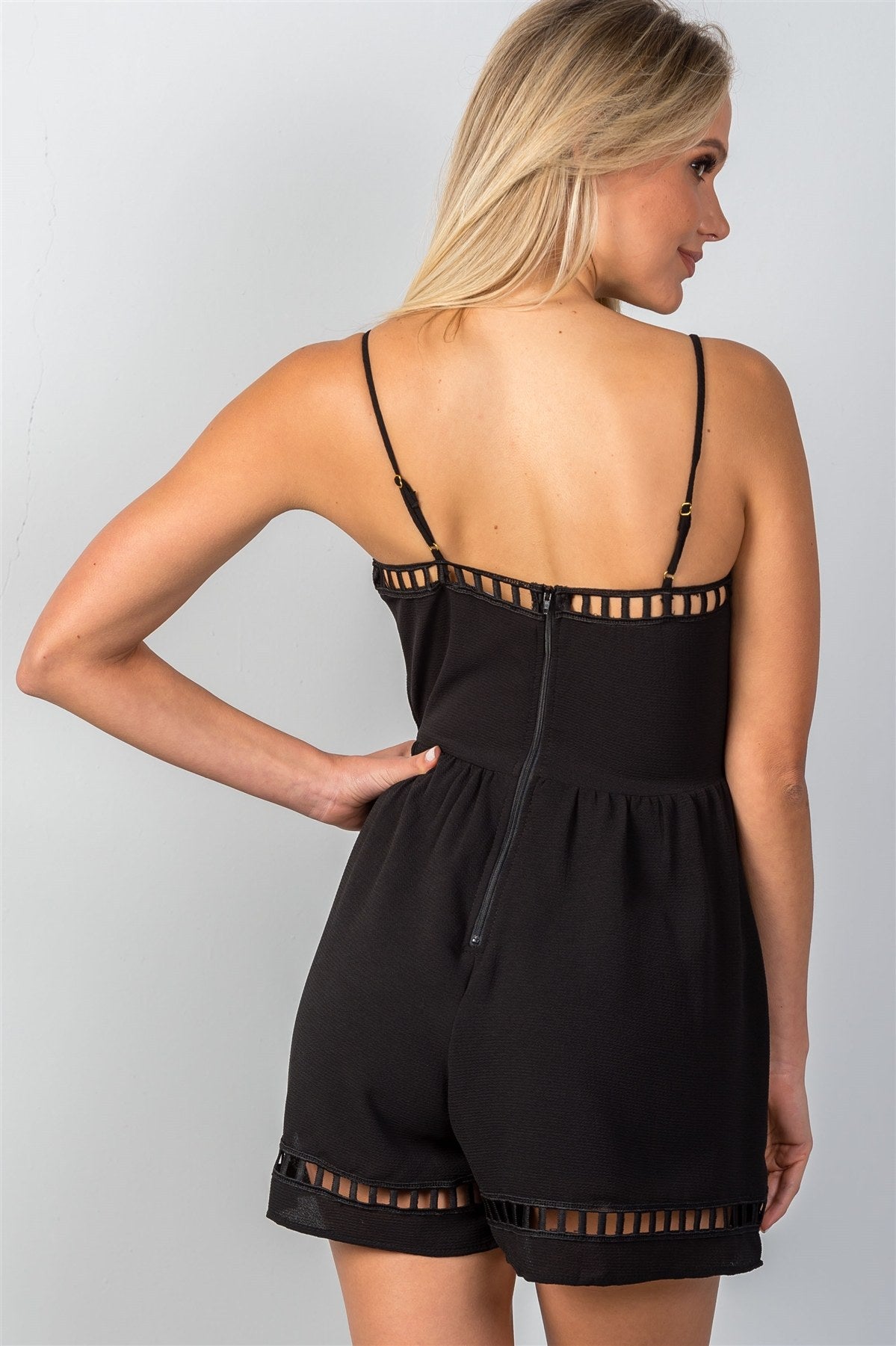 Ladies fashion black mini romper