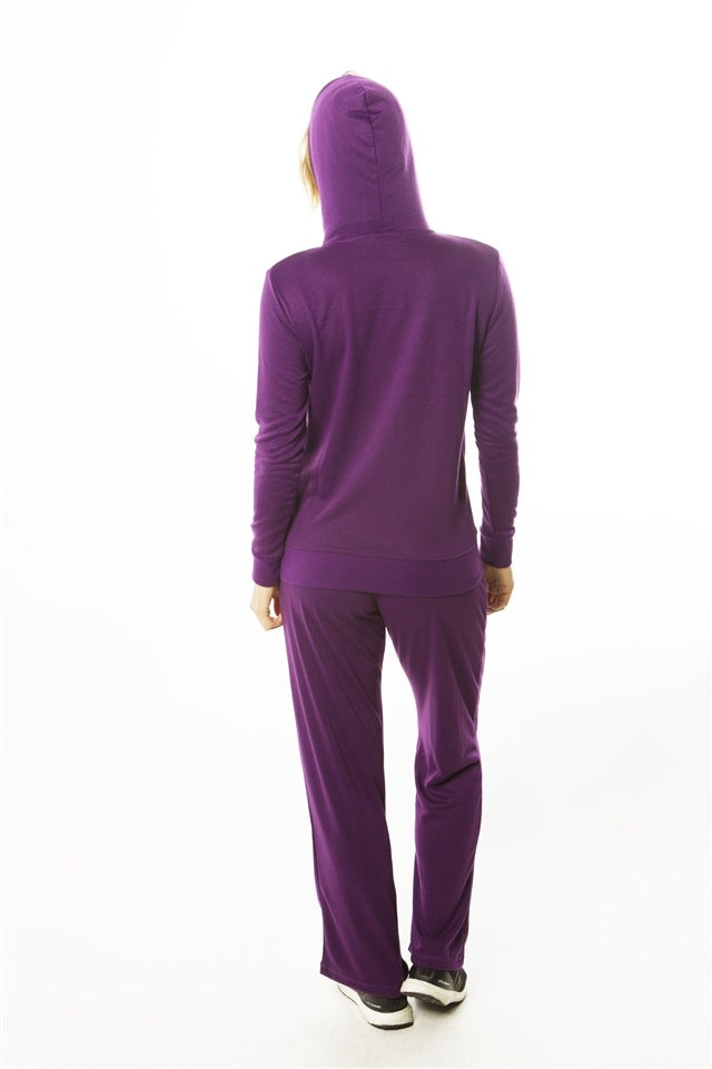 Ladies fashion french terry hoodie jacket and pant set