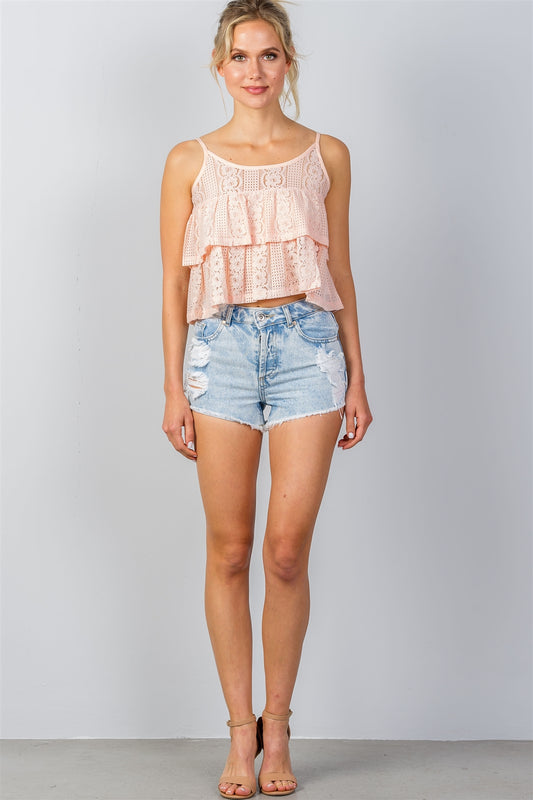 Ladies fashion double layer cropped cami top