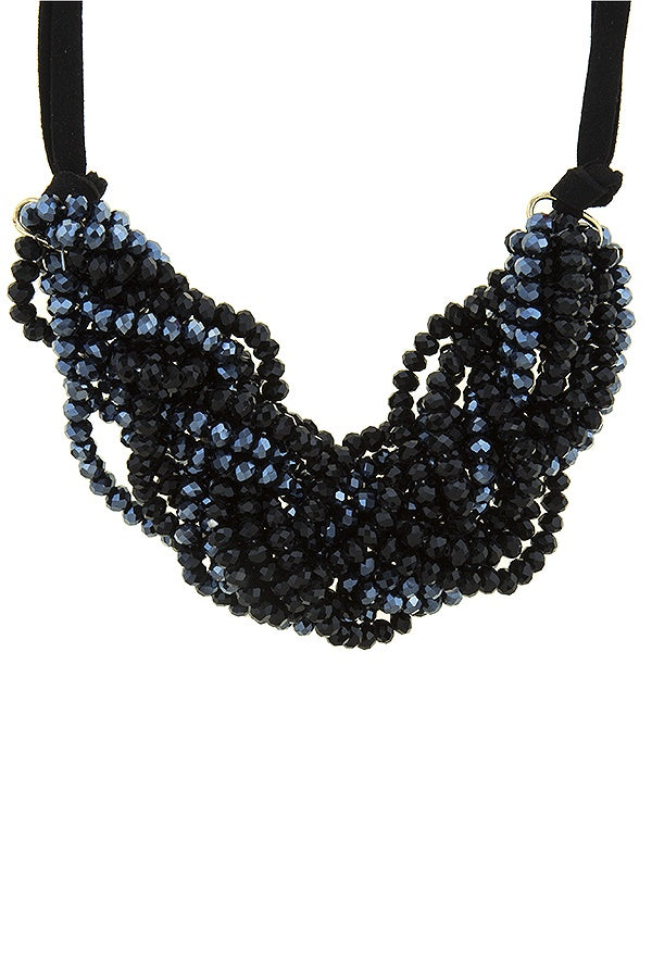 Clustered faux stone multi strand statement necklace