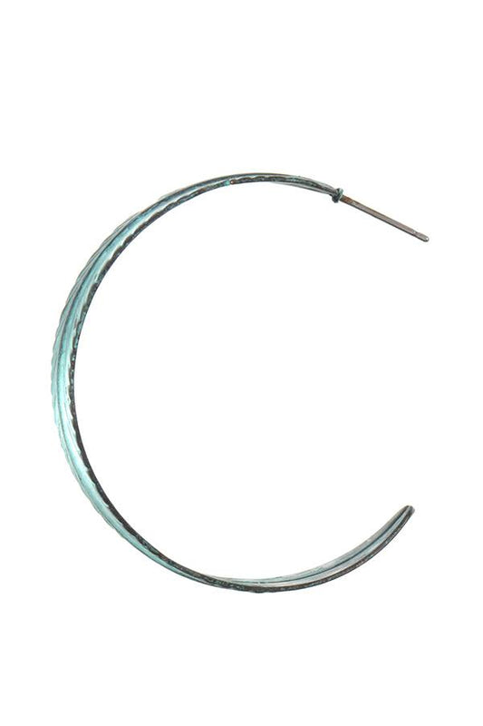 Leaf etched semi hoop earring