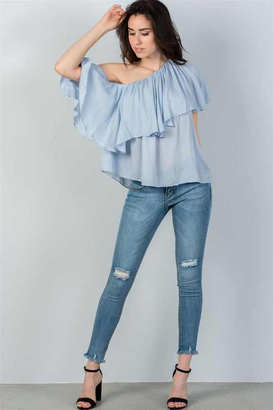 Ladies fashion boho cashmere one shoulder top