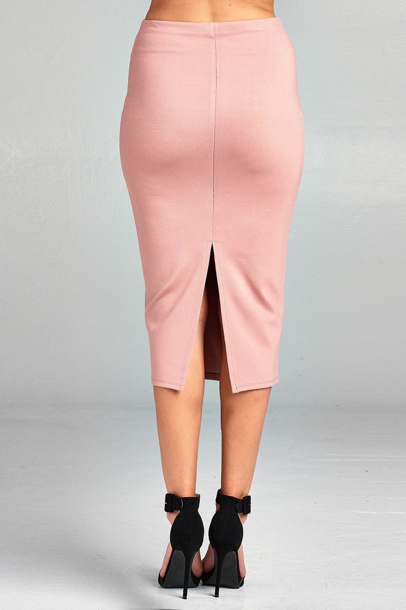 Ladies fashion ponte pencil midi skirt