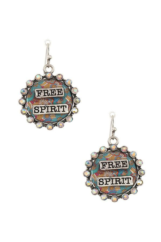 Free spirit rhinestone framed dangle earring