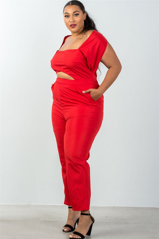 Ladies fashion plus size bow detail at front strapless jumpsuit palazzo pants