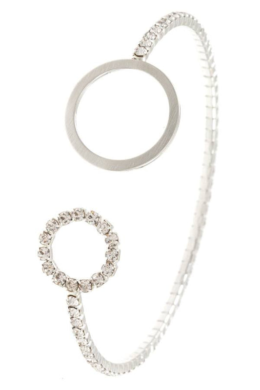 Ladies rhinestone pave circle cuff bracelet
