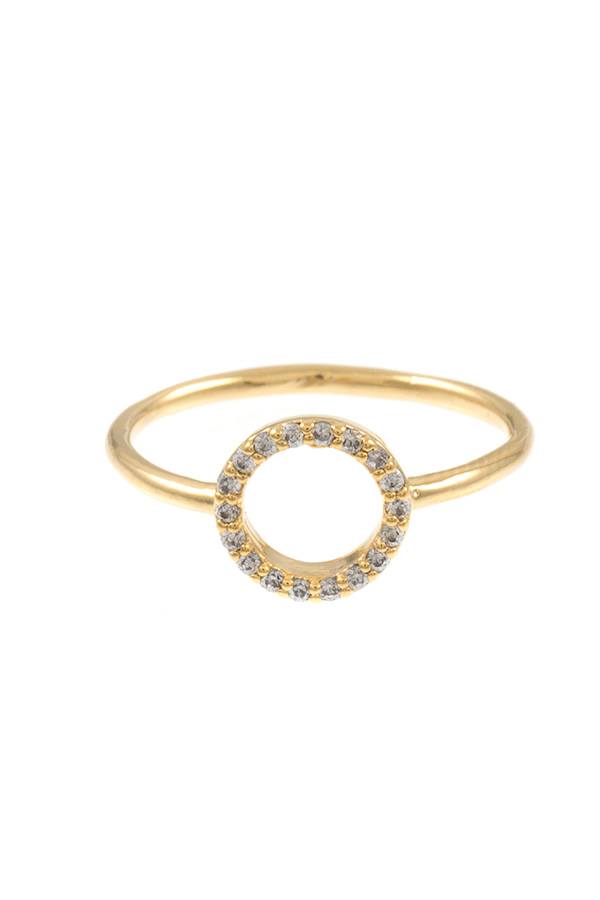 Ladies round cz stone pave ring
