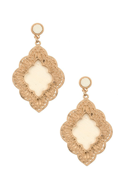 Ladies moroccan cut out orante dangle earring