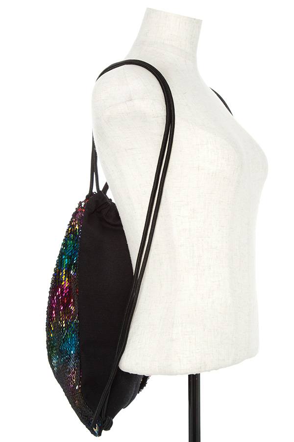 Sequin accent drawstring backpack