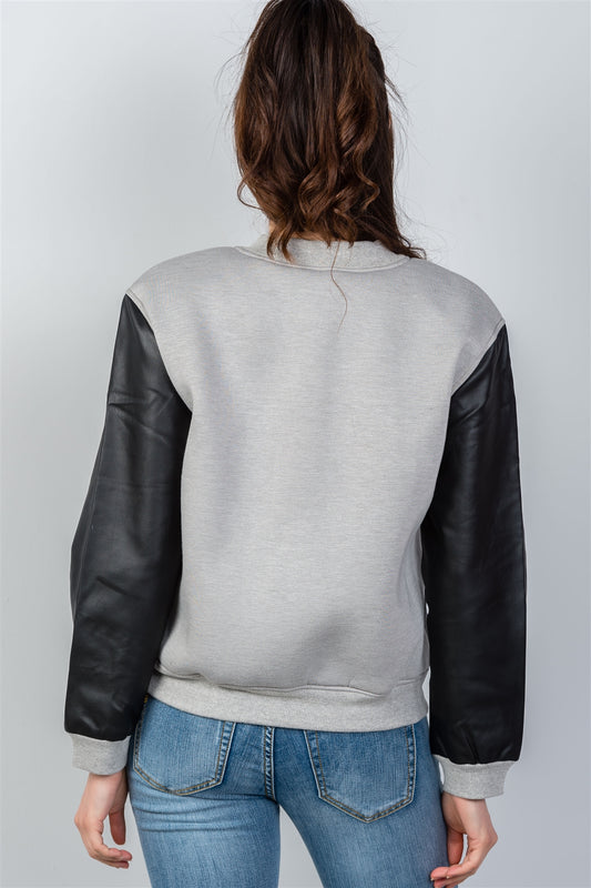 Ladies fashion black & grey colorblock jacket