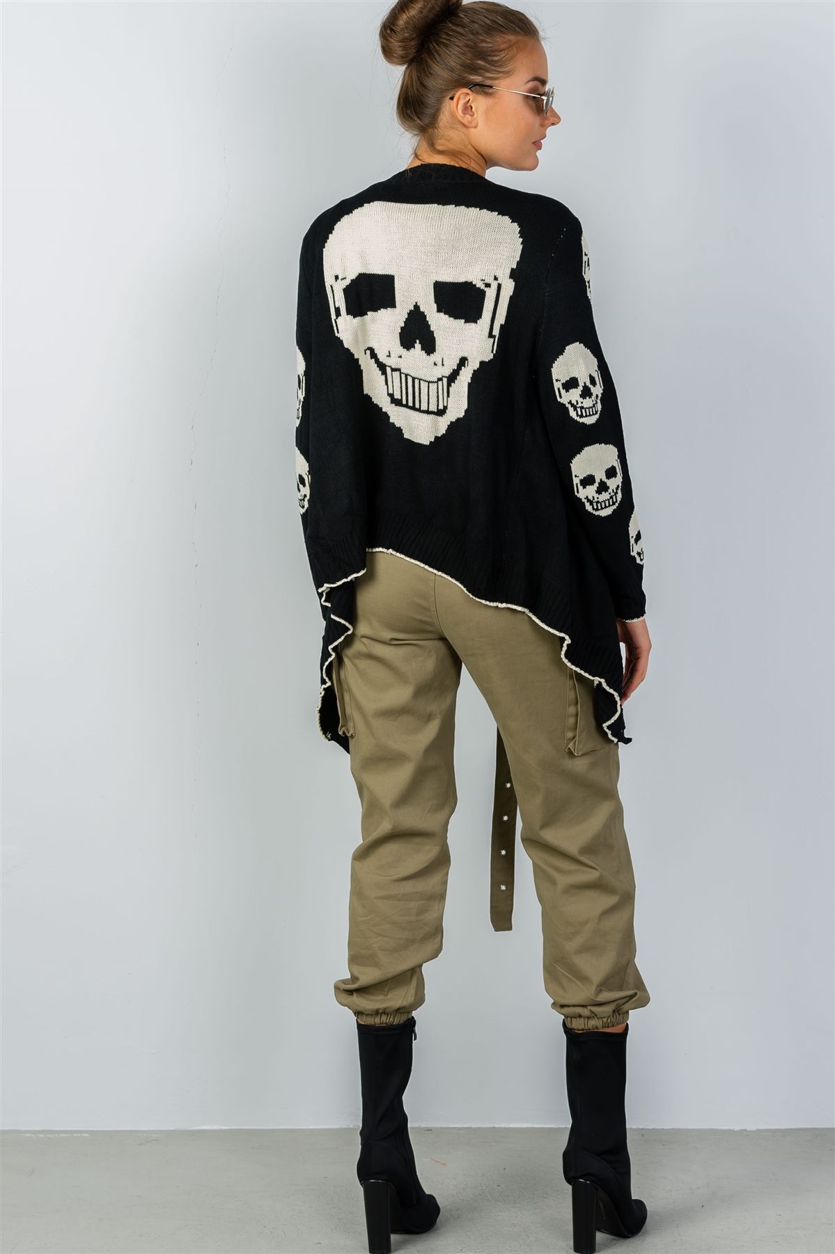 Ladies fashion tunic length skull knitting tunic cardigan