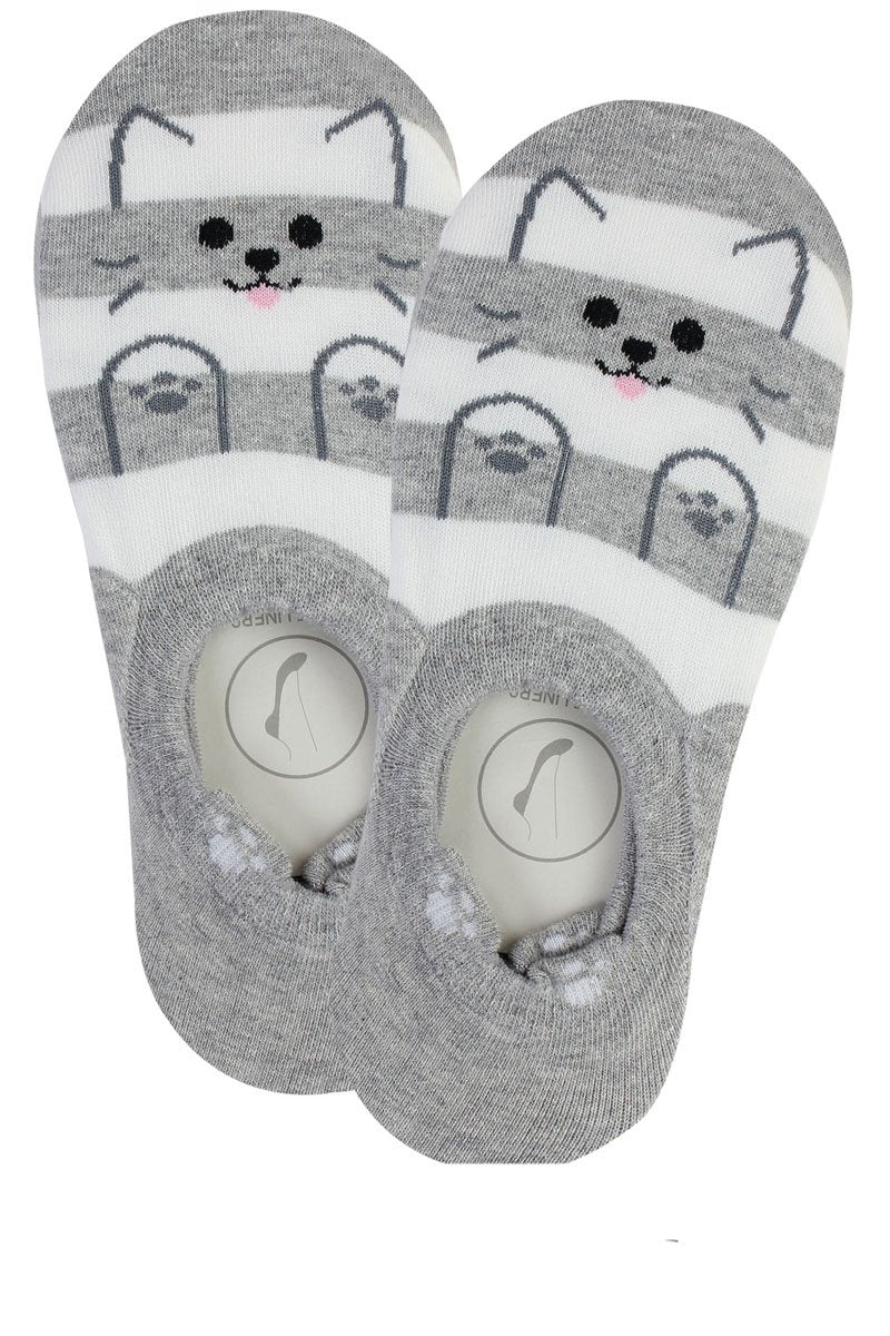 Ladies cat print stripe socks