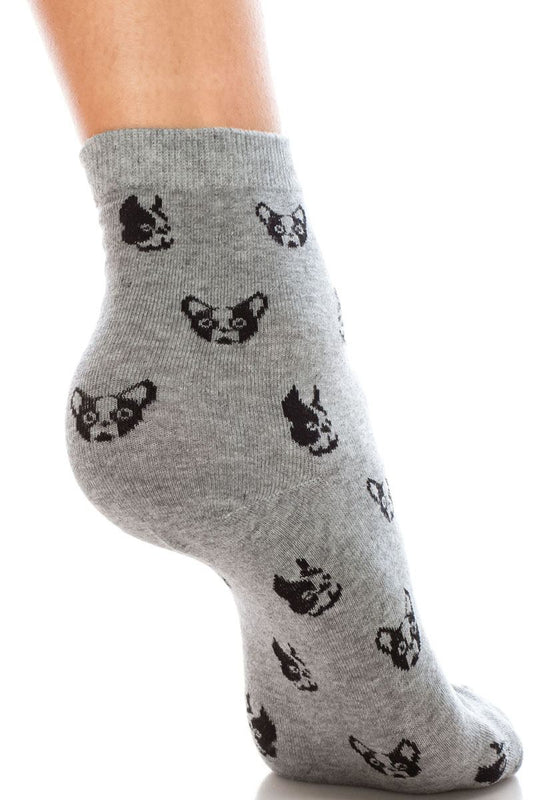 Ladies cotton socks boston terrier design
