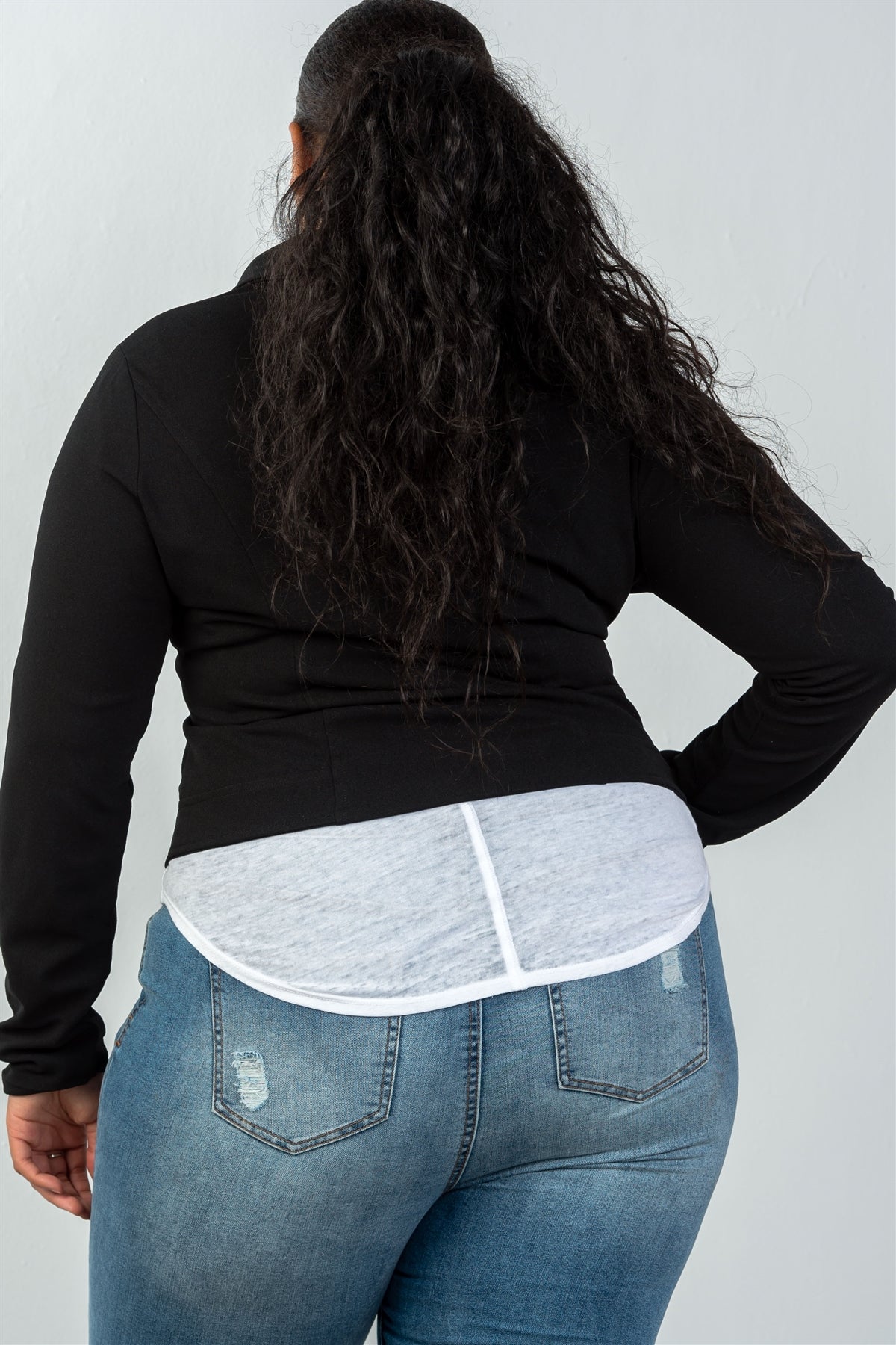 Ladies fashion plus size asymmetric zipper moto jacket