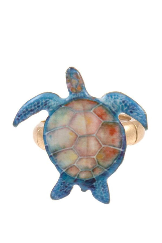 Ladies fashion sea turtle stretch ring
