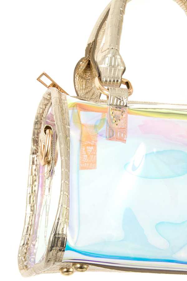 Ladies fashion see through mini boston bag