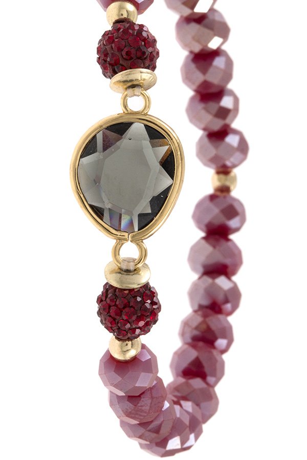 Ladies fashion faceted glass bead gemstone bracelet