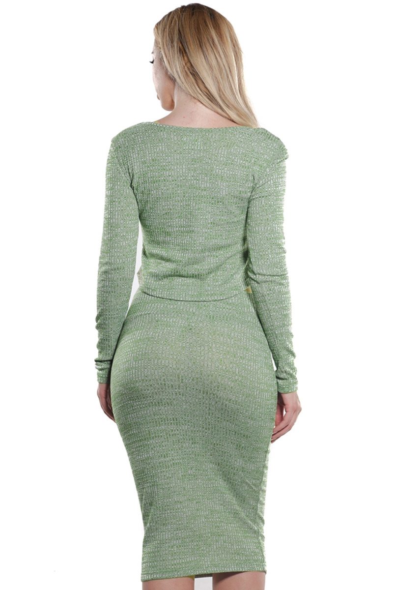 Ladies Rib Crop & Skirt Set