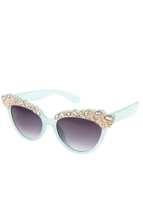 Ladies crystal gem framed fashion sunglasses