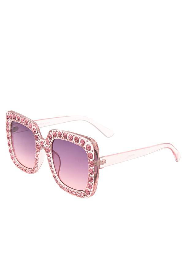Ladies rhinestone framed square sunglasses