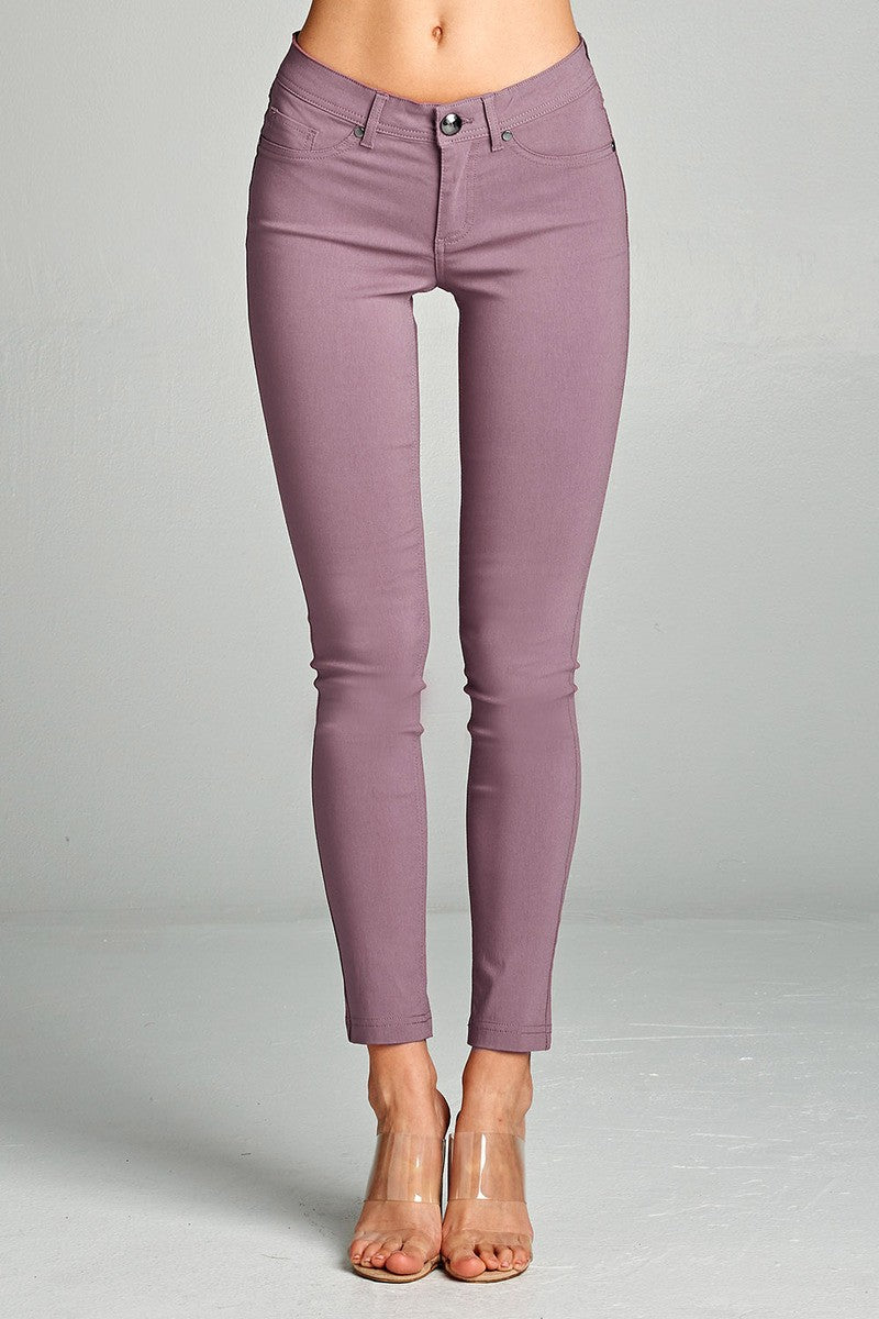 Ladies fashion plus size basic 5 pocket shape long pants