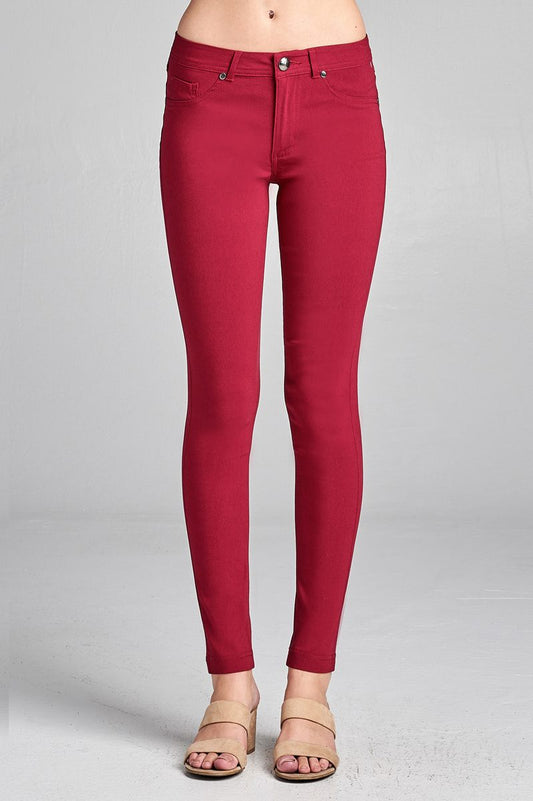 Ladies fashion plus size basic 5 pocket shape long pants