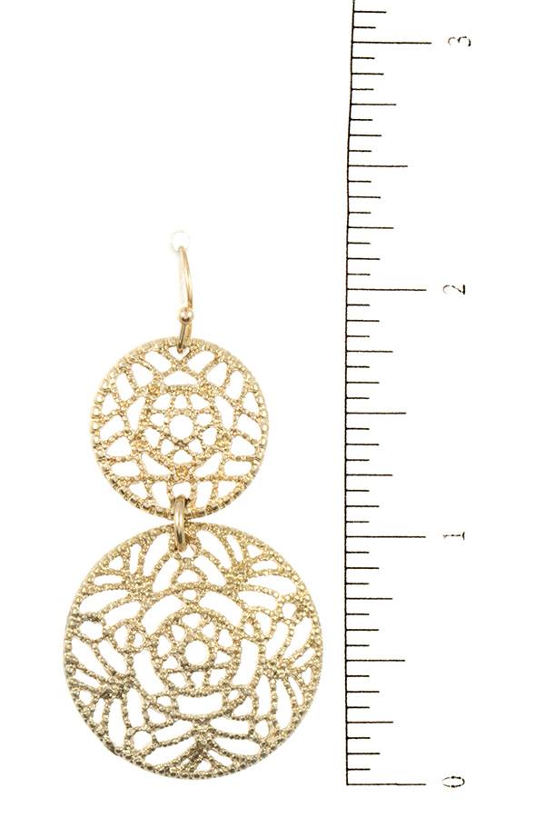 Double round filigree drop earring