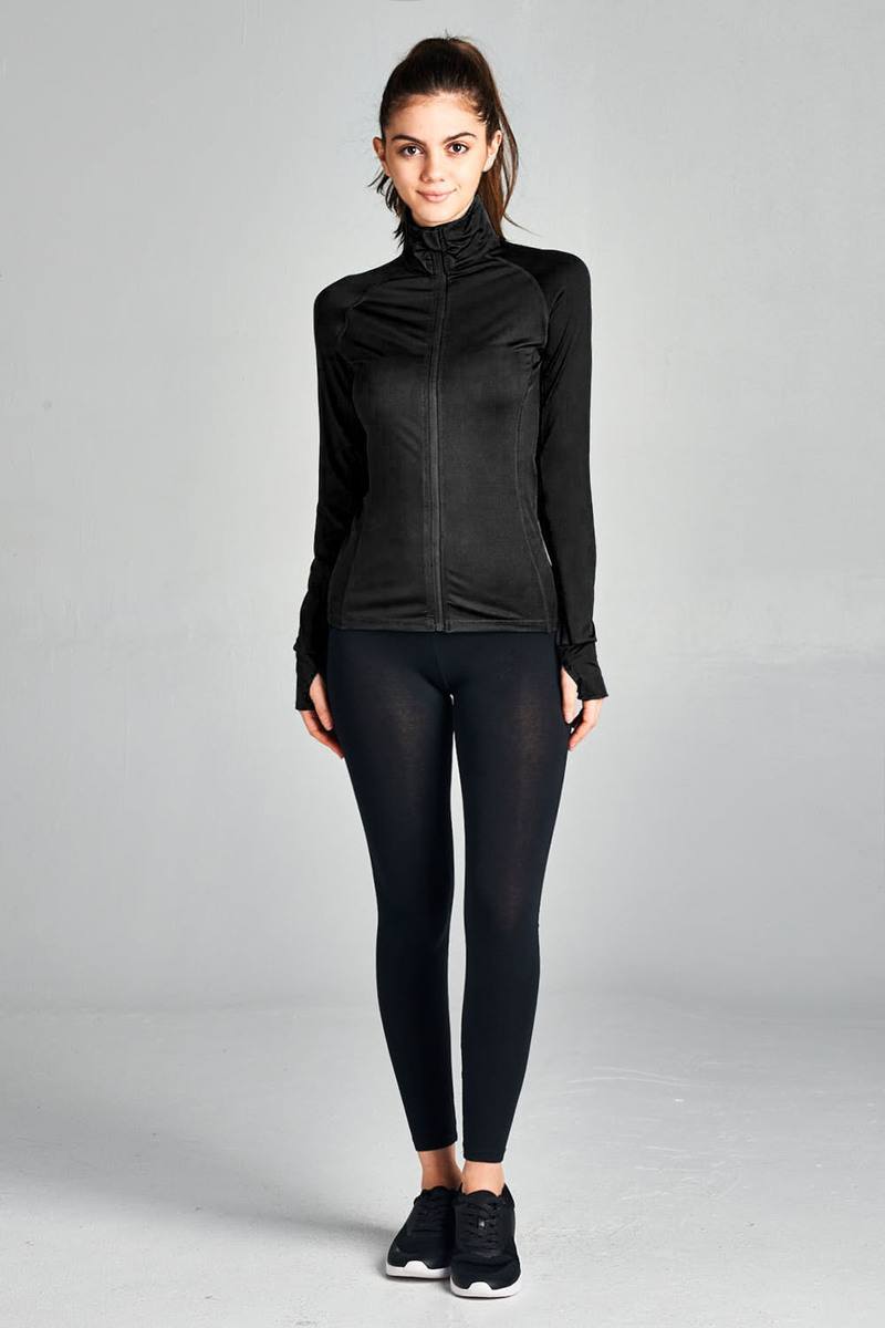 Ladies fashion solid track jacket