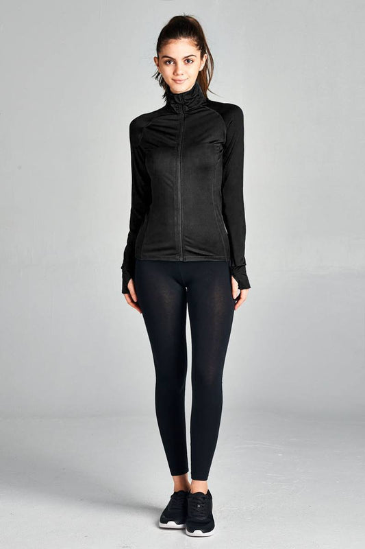 Ladies fashion solid track jacket