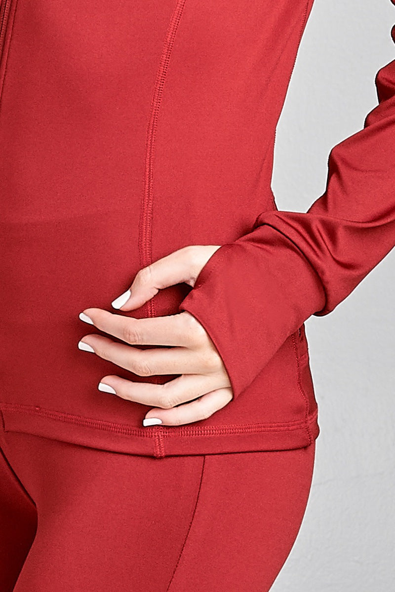Ladies fashion solid track jacket