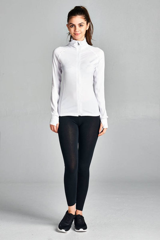 Ladies fashion solid track jacket