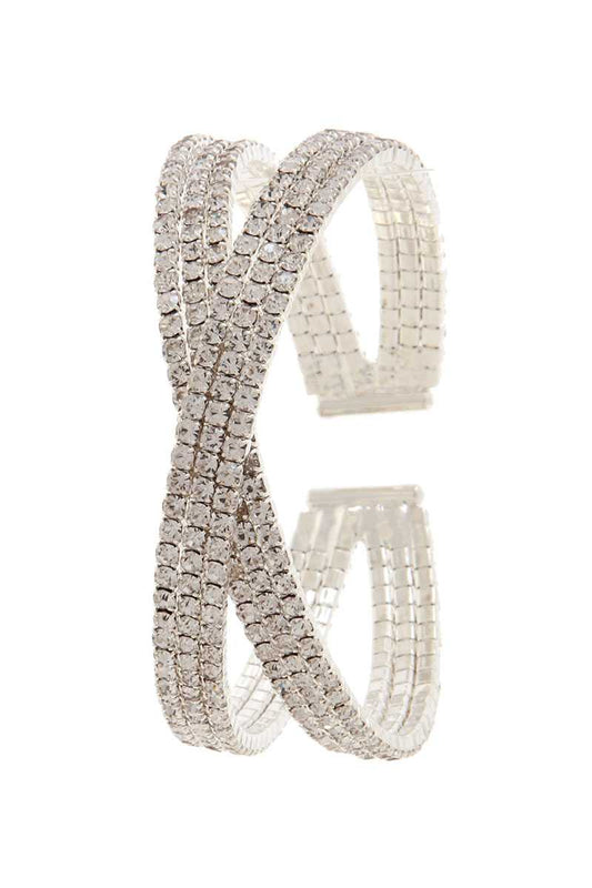 Kriss kross rhinestone cuff bracelet