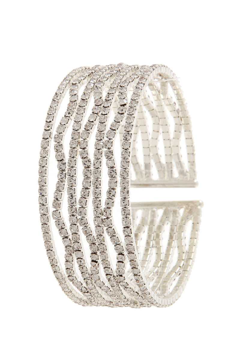 Wavy rhinestone cuff bracelet