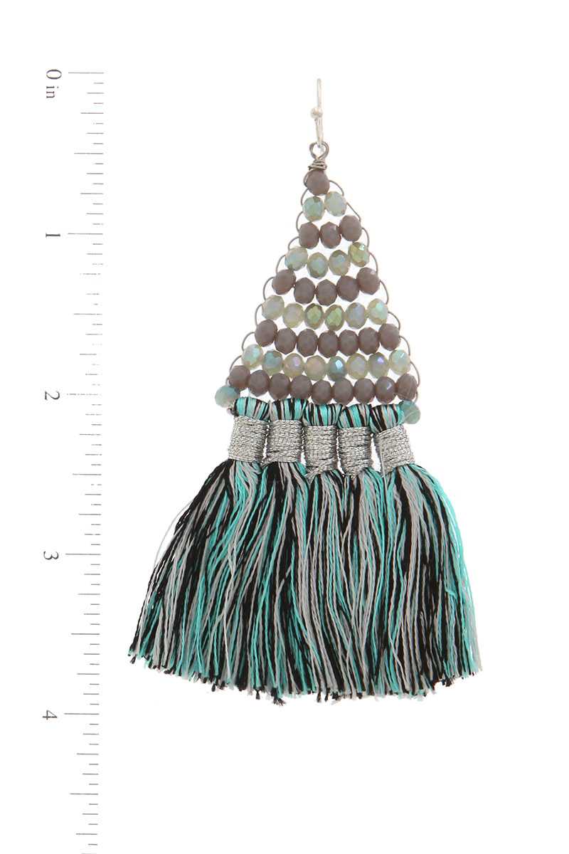 Seed bead tassel drop earring