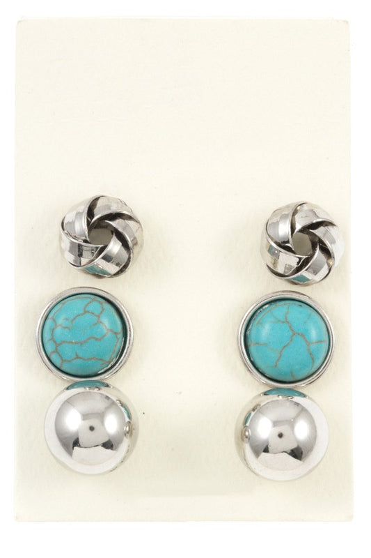 3pc knot earring set