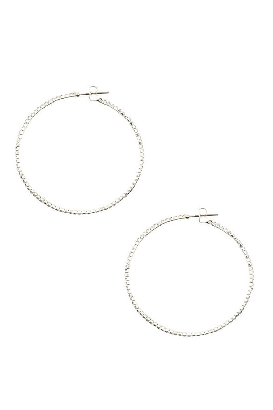 Medium size rhinestone pave hoop