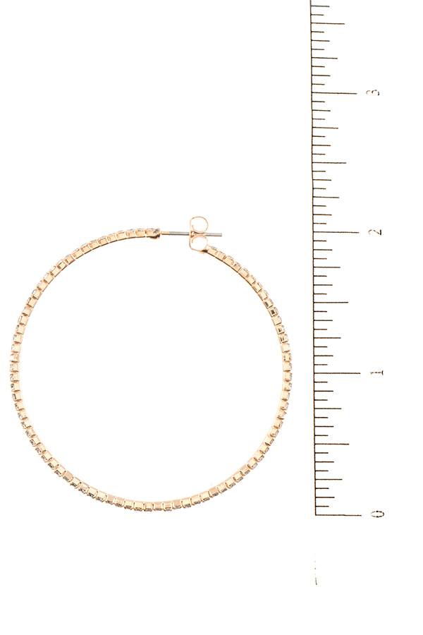 Medium size rhinestone pave hoop