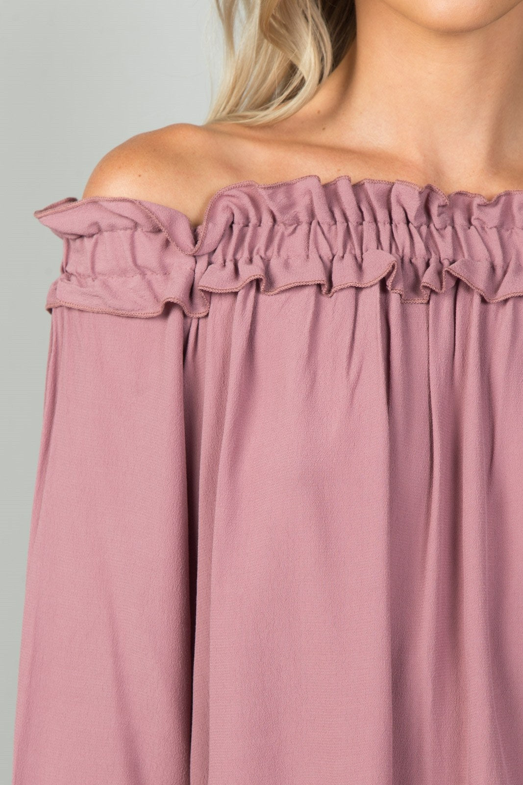 Ladies fashion off the shoulder frill top