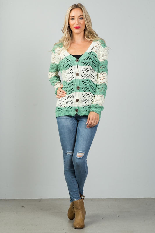 Ladies fashion open knit cardigan