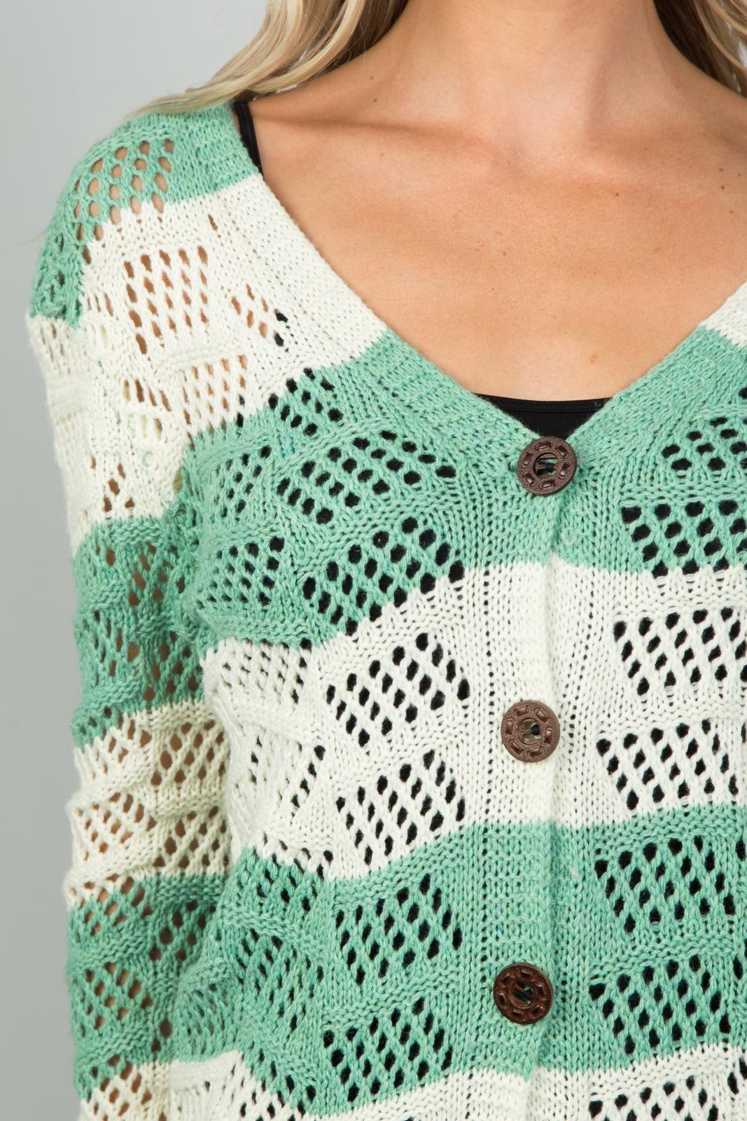 Ladies fashion open knit cardigan