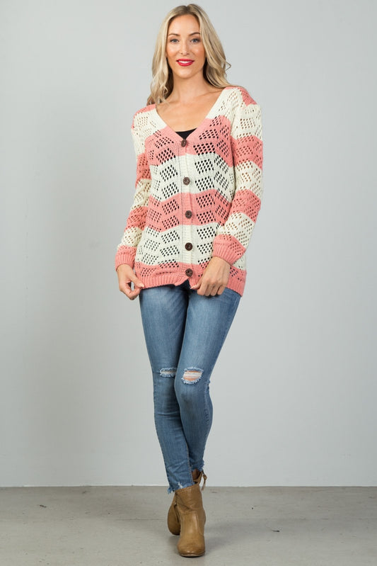 Ladies fashion open knit cardigan