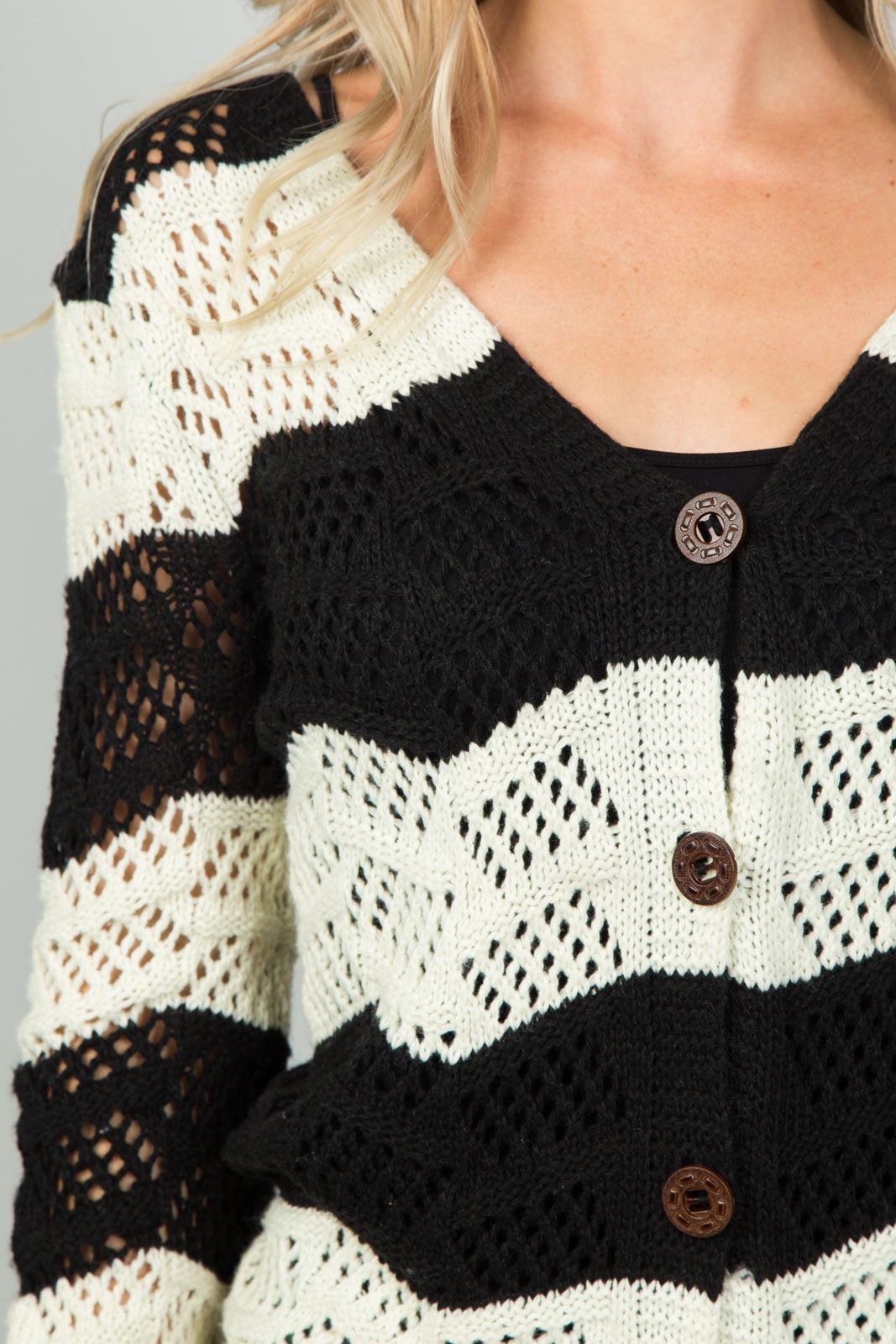 Ladies fashion open knit cardigan