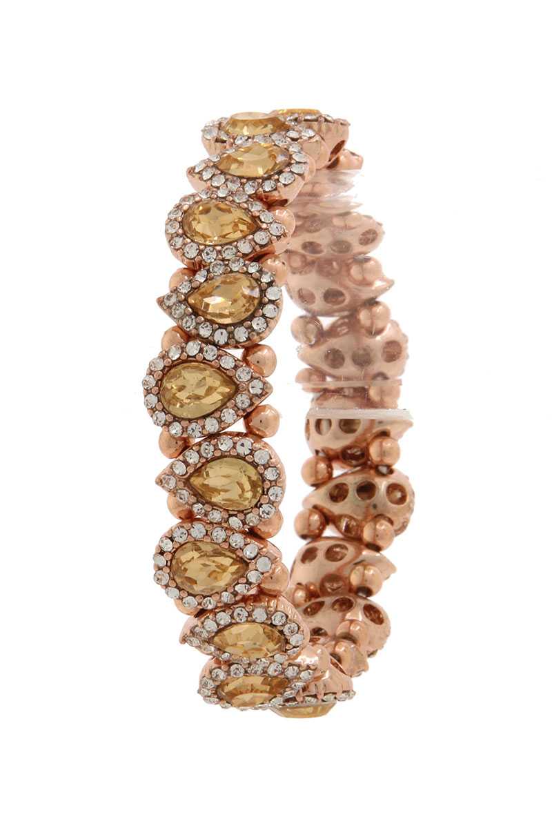 Pave tear drop shape stretch bracelet