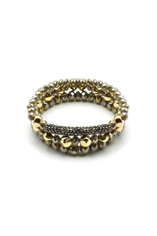 Pave stone beaed bracelet set