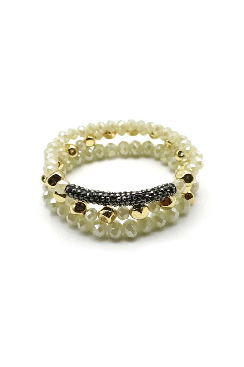 Pave stone beaed bracelet set