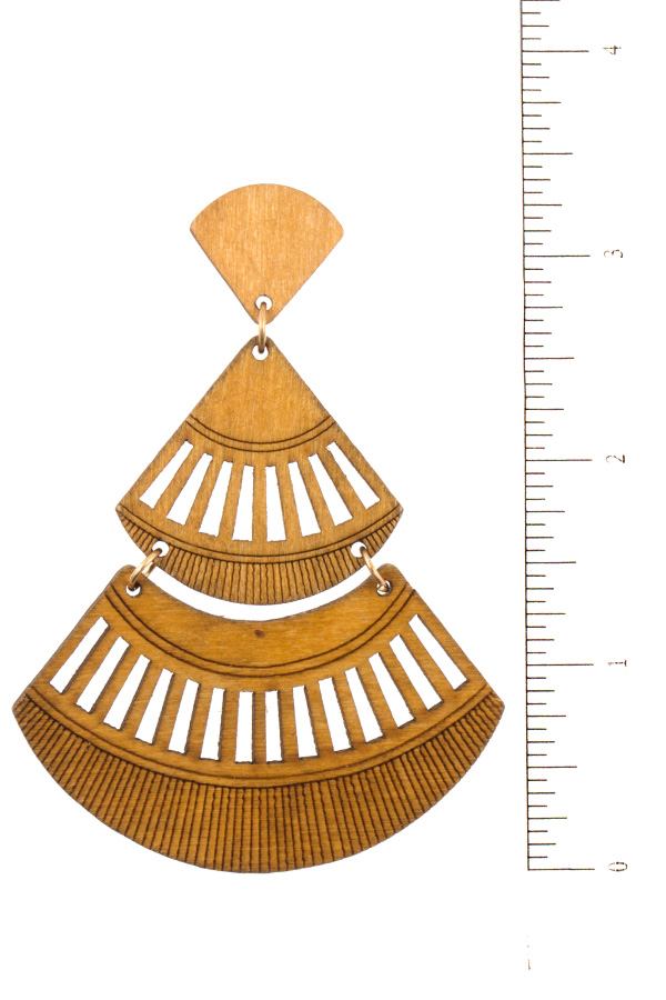 Tiered wooded cut out drop earring